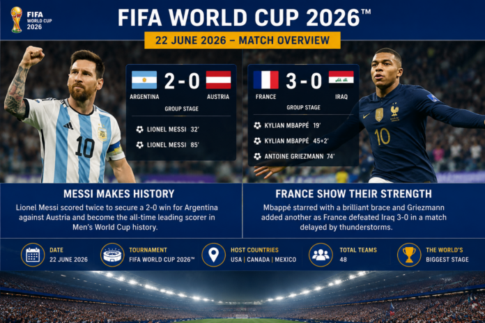 FIFA World Cup 2026 latest match highlights with football players in stadium